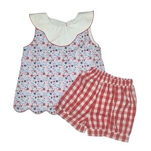 EEUC Castles & Crowns scallop collar floral print swing back short set 6